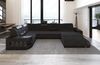 Stoff Wohnlandschaft Wave U-Form mit LED - Strukturstoff - Schwarzgrau-Schwarz - Links Bild 4