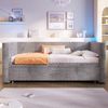 Schlafsofa mit Bettfunktion und LED-Beleuchtung 90x200cm/180x200cm, Liegefläche erweiterbar, Polsterbett, Jugendbett, Samt Bild 3