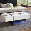Couchtisch 105x60x35 cm mit 3 Schubladen und LED – Wohnzimmertisch in Weiß mit Hochglanzplatte Bild 3