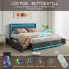 Furnishings Home Polsterbett Stauraumbett Doppelbett LED (1 tlg, Mit Vier extra große Schubladen), Mit LED-Beleuchtung, USB & TYPE-C Anschlüsse, Leinen, 160x200 cm Bild 3