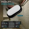 LUXULA LED Wandleuchte Kellerleuchte Oval, LED fest integriert, CCT 3000K-6500K Warm- Kaltweiß, 12W Garagenleuchte Schwarz Bild 2