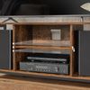 Vasagle TV-Schrank, Fernsehtisch, TV-Regal, Lowboard mit offenen Fächern, für Wohnzimmer, Unterhaltungsraum, für Fernseher bis zu 55 Zoll, Industrie-Design, vintagebraun-schwarz von Songmics LTV060B01 Bild 3
