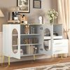 Sideboard 140x38x90 cm in Weiß mit Glasfront und goldenen Akzenten – eleganter Stauraum Bild 2