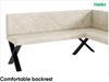 MEBLINI Eckbank für Esszimmer mit ausziehbarem Tisch - Küchenbank - Essecke - Sitzecke Küche - ERIC - X-Beine 128x168x87cm Rechts - Creme Samt/M Weiß Matt Bild 5