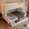 Merax Kinderbett Etagenbett mit Leiterschrank & Schubladen, Holzbett mit Rausfallschutz und Lattenrost, Oben 90x200cm, Unten 140x200cm Doppelbett, Weiß(Ohne Matratze) Bild 3