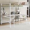 Hochbett 140x200 cm, Metallbett mit Schreibtisch, Bücherregal und 4 Ablagen, weiß, stabiles Eisenbett mit Leiter Bild 3