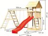 Karibu Spielturm Lotti mit Doppelschaukelanbau und Klettergerüst Mit roter Rutsche Bild 3