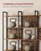 VASAGLE Bücherregal, Küchenregal, Standregal mit 5 offenen Regalebenen, Flur, Küche, Büro, stabiles Stahlgestell, Industrie-Design, 24 x 128 x 154,1 cm, vintagebraun-tintenschwarz Bild 4