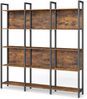 VASAGLE Bücherregal, Küchenregal, Standregal mit 5 offenen Regalebenen, Flur, Küche, Büro, stabiles Stahlgestell, Industrie-Design, 24 x 128 x 154,1 cm, vintagebraun-tintenschwarz Bild 2