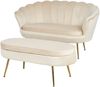 Sitzpouf Oval Beige 99 x 44 cm Samt mit Metallbeinen Gold Bild 5