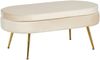 Sitzpouf Oval Beige 99 x 44 cm Samt mit Metallbeinen Gold Bild 2