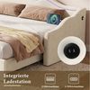 Odikalo Schlafsofa Schlafcouch 90x200 mit LED und USB-Anschluss, Polsterbett, Tagesbett, ausziehbar auf 180 cm, Beige Samt Bild 3