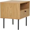 House Nordic Beistelltisch, 1 Schublade, Eichenfurnier, natur, Beine aus schwarzem Metall, 50x40x50 cm Bild 4
