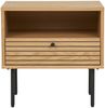 House Nordic Beistelltisch, 1 Schublade, Eichenfurnier, natur, Beine aus schwarzem Metall, 50x40x50 cm Bild 2