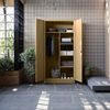 Domator Metallschrank 185 x 90 x 45 cm | Aktenschrank Abschließbar mit Kleiderstange, Pulverbeschichtung | Aufbewahrungsschrank Umkleideschrank Spind Kleiderstange | Beige Bild 3