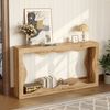 Wellenrand Konsolentisch, 2-stöckiges Regal, Holzoptik Langtisch, Wohnzimmer Deko-Tisch, Flur Regal, Naturkante Desig,Beistelltisch Bild 5