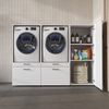 Roomart Schrankwand für Hauswirtschaftsraum & Waschküche – SERIE 2 - 194 cm breit, mit Schubladen & Ausziehbrett, Waschmaschinenschrank, Weiß / Schwarz-Eiche • Weiß Bild 5