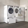 Roomart Schrankwand für Hauswirtschaftsraum & Waschküche – SERIE 2 - 194 cm breit, mit Schubladen & Ausziehbrett, Waschmaschinenschrank, Weiß / Schwarz-Eiche • Weiß Bild 2