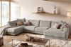 KAWOLA Sofa MADELINE Wohnlandschaft U-Form Cord steingrau Longchair rechts 86 x 224 x 425 cm Bild 2