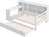Bett 90x200 cm ohne Matratze, aus Massivholz, mit Ausziehbett, Schreibtisch, Regalen und USB-/Steckdose in Weiß Bild 4