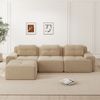3-Sitzer Wohnlandschaft H 69 x T 293 x B 177 cm aus Cord in Beige mit Ottoman und 74 cm Sitztiefe Bild 2