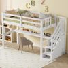 Bett 90x200 cm mit Stauraum und Unterbettschreibtisch – platzsparendes Massivholz-Hochbett Bild 3