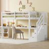 Bett 90x200 cm mit Stauraum und Unterbettschreibtisch – platzsparendes Massivholz-Hochbett Bild 4