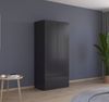 Rauch Möbel Costa, Kleiderschrank für Schlafzimmer, Kinderzimmer, Babyzimmer, Garderobe, Flur, 2-türig, 2 Schubladen, Push-to-Open, mit Zubehör Premium, Farbe Grau metallic, Schwarz, Breite 91 cm Bild 2