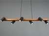 LED Holzbalken Pendelleuchte 6-flammig lang Schwarz, Breite 115cm Bild 3