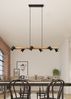 LED Holzbalken Pendelleuchte 6-flammig lang Schwarz, Breite 115cm Bild 5