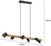 LED Holzbalken Pendelleuchte 6-flammig lang Schwarz, Breite 115cm Bild 4