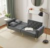 Schlafcouch Samt 2-Sitzer verstellbar, Sofa mit geteilter Rückenlehne & 3 Stufen, zum Gästebett,Grau Bild 2