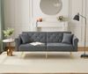 Schlafcouch Samt 2-Sitzer verstellbar, Sofa mit geteilter Rückenlehne & 3 Stufen, zum Gästebett,Grau Bild 4