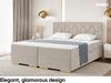MEBLINI Boxspringbett mit Bettkasten - 120x200 - H3/Beige Samt - Versal - Gepolstert Doppelbett mit Matratze und Topper - Polsterbett mit Stauraum - Bett mit Kopfteil - Stauraumbett Bild 3