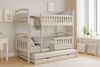 Deine Möbel 24 Etagenbett Hochbett Kinderbett MIA für 3 Kinder 90x200 Grau Kiefer Natur (Set Komplettbett für 3 Personen, 3-St, Matratzen optional, aus Masssivholz Vollholz Kiefernholz), Rausfallschutz unten abnehmbar, inkl. Lattenrost Bild 2