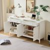 Merax Stilvoller weißer Esszimmer Sideboard mit 2 Schubladen und 4 Türen – Elegantes Buffet für Küche, Esszimmer & Wohnzimmer mit goldenen Griffen und großzügigem Stauraum Bild 2