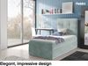 MEBLINI Kinderbett mit Bettkasten MINO 2 80x200 Links – H3/Blaugrau Samt Gepolstert Einzelbett mit Matratze - Polsterbett mit Stauraum - Bett mit Kopfteil – Stauraumbett Bild 2