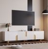 TV-Schrank 180 x 40 x 44 cm mit 4 Türen – TV-Lowboard in Weiß mit Holzmaserung und Marmoroptik Bild 3