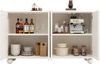 Sideboard 120 x 35 x 71 cm in Weiß mit Musterfront, MDF und Kiefernholzbeinen, verstellbarer Einlegeboden Bild 2