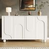 Sideboard 120 x 35 x 71 cm in Weiß mit Musterfront, MDF und Kiefernholzbeinen, verstellbarer Einlegeboden Bild 3