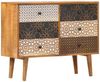 Sideboard, Kommode mit Druckmustern 90×30×70 cm Massivholz Mango j1895p Bild 2