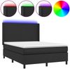 vidaXL Boxspringbett mit Matratze & LED Schwarz 140x190 cm Kunstleder 3139259 Bild 2