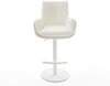 Barstuhl Clea-Flex Bouclé Soft Beige Drehfuß höhenverstellbar Metall Weiß Bild 2