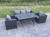Fimous 5 Sitzer Polyrattan Gartenmöbel-Set Terrassen Sessel und Rechteckiger Esstisch Set Dunkelgrau gemischt Bild 2
