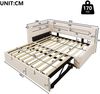 Merax Einzelbett, Polsterbett, Daybett, 90 x 200 cm (180 x 200 cm), Sofabett mit Ziehbett, Mit USB Typ-C Ladefunktion, LED-Beleuchtung, Leinen, Beige Bild 4