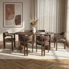 Elegant 7-Piece Dining Table & Chairs Set, Milano Walnut & Dark Walnut | 100% Melamine Coated, Easy Clean Fabric, Perfect for Modern Dining Bild 3