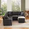 Flieks Ecksofa mit Schlaffunktion, Leselampe, USB&Type-C, und verstecktem Couchtisch, klappbare Rückenlehne mit Getränkehaltern, 5- Sitzer Ausziehsofa inkl. Hocker mit Stauraum, Chenille Grau Bild 3