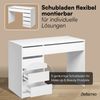Bellamio 'Nore' Schminktisch mit Spiegel, großer Hollywood Spiegel mit LED-Beleuchtung, mit 5 Schubladen beidseitig montierbar, weiß, 77x53x110 cm Bild 3