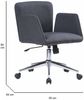 Dmora Stuhl mit Rädern Assoro, Sessel mit Armlehnen, Ergonomischer Bürositz, 54x55h65/84 cm, Grau Bild 3