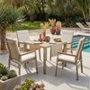 Merax Gartenlounge-Set für 4 Personen, Garten-Essgruppe Gartenmöbel-Set mit Tisch & 4 Stühlen, (Wetterfestes Loungegruppe, 5-tlg), Textilene Sitzfläche & WPC Tischplatte in Holzoptik Bild 3